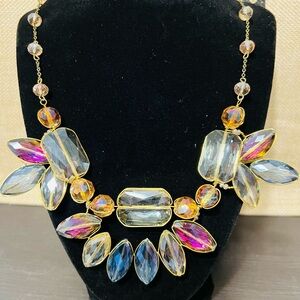 Vibrant Gold and Multicolor Gem Necklace